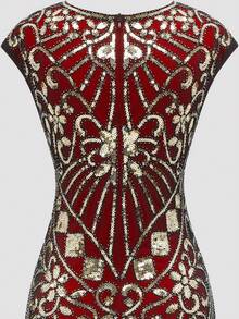 1920s Floral Sequin Fringe Hem Flapper Party Dress Valentine Dress