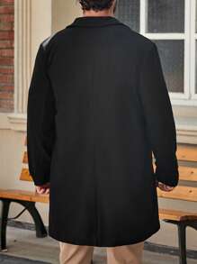 Manfinity Homme Men Lapel Neck Button Front Overcoat - Black - View 2