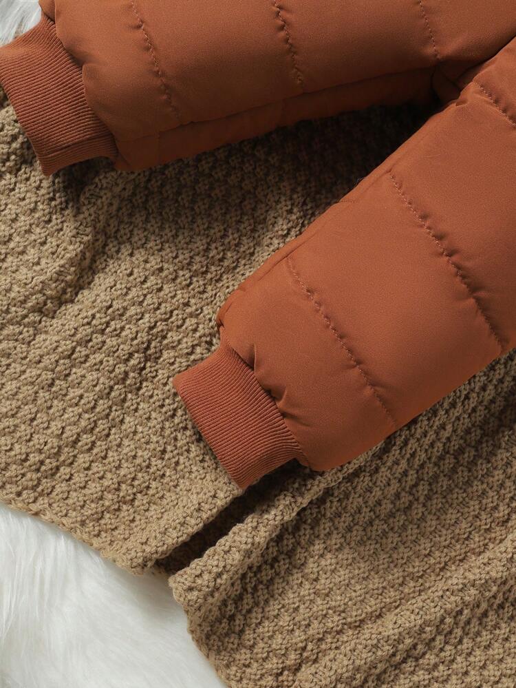 Baby Girl Zip Up Hooded Padded Coat & Pants