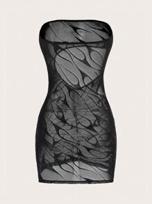 SHEIN ICON Cắt ra Xù Đầm bó sát ống - màu đen - Xem 2