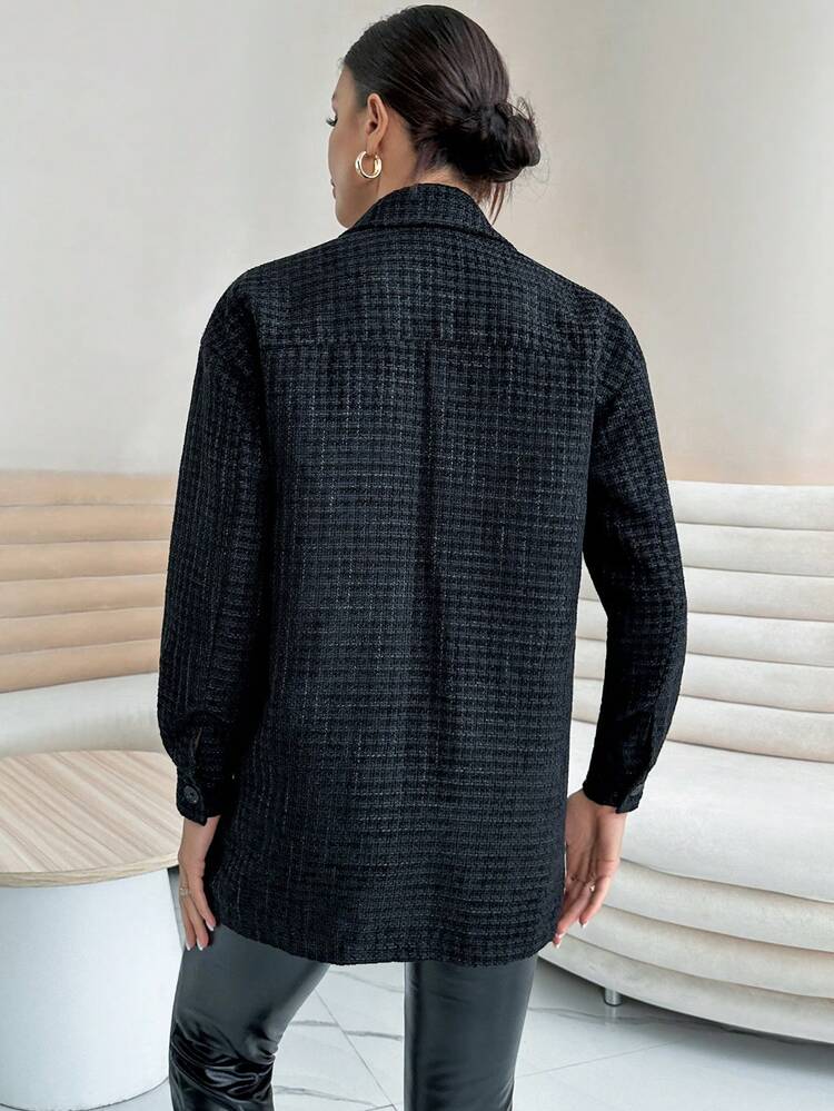 Solid Pocket Patched Button Front Coat