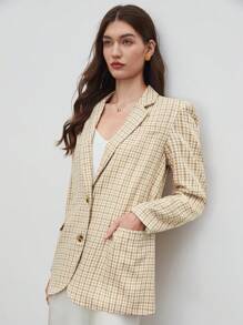 BizChic In kẻ sọc Cổ áo Chi tiết về Flap Áo vest - Nhiều màu - Xem 5