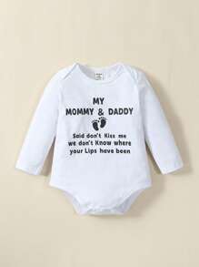 男嬰標語圖案連身背心 - 淺灰色 - 查看 1