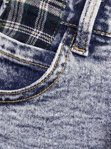 Denimoi Plaid Flare Frayed Hem Denim Skort - Multicolor - View 7