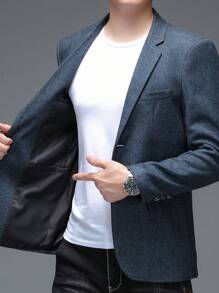 情人節男士翻領口袋扣細節前扣單排西裝外套