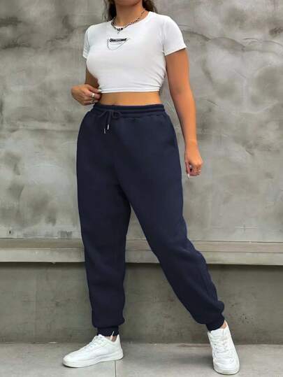 INAWLY Plus Drawstring Waist Sweatpants Graduation,Back To School Outfits,Graduation,Teacher Outfits For Women,Back To School Fall Cloth For Women