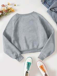 INAWLY Sweatshirt à manches raglan unicolore avec doublure thermique, hauts à manches longues