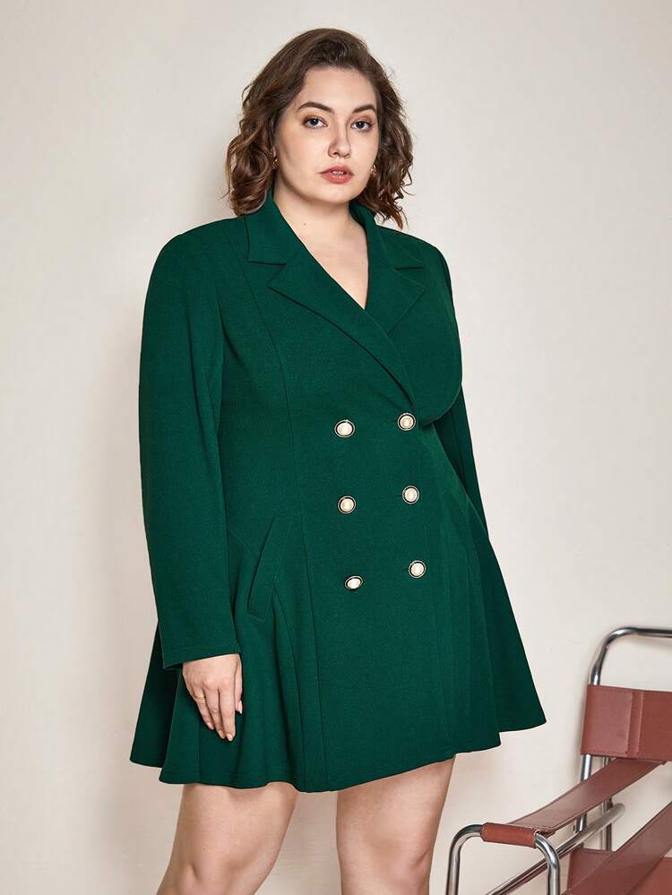 Plus Lapel Neck Double Breasted Coat