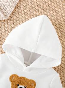 Conjunto casual de sudadera con capucha de oso de patchwork y pantalones deportivos para bebé niño