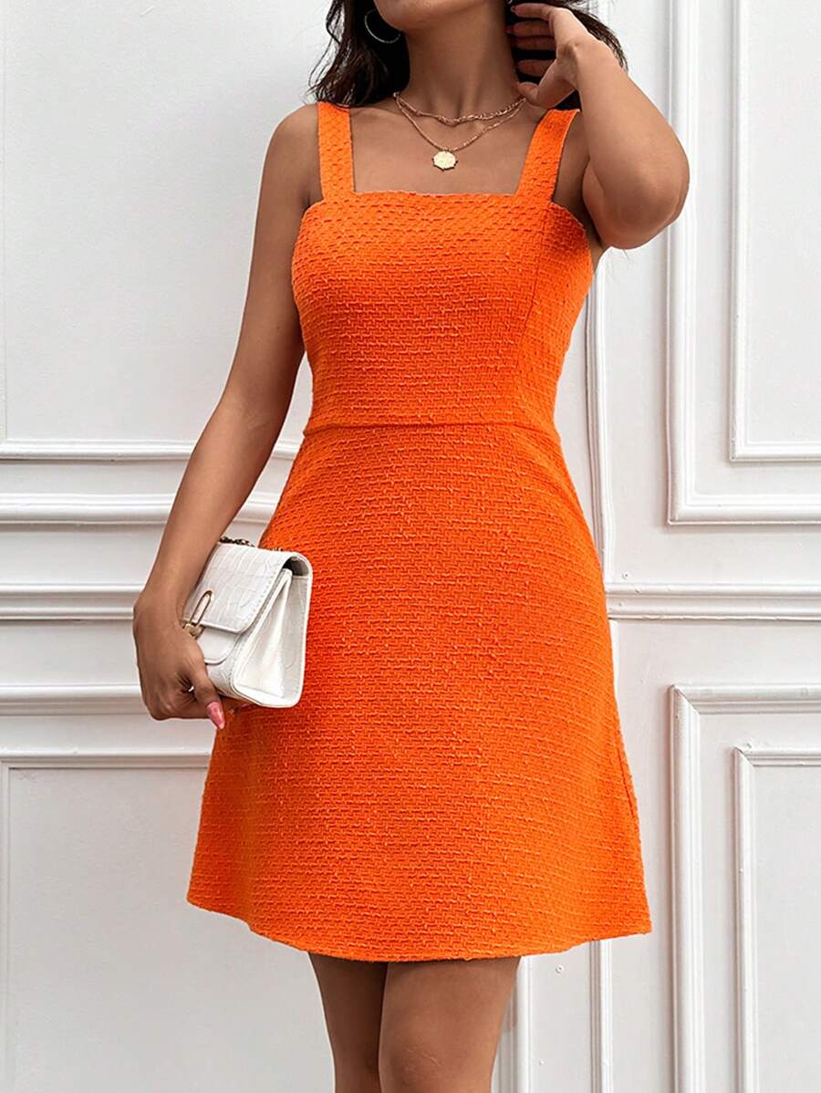 EURMUSE Solid Cami Dress - Orange - View 1