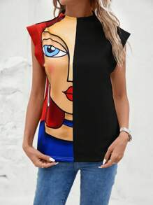 SHEIN Clasi 圖形高領tee圖形t恤 - 彩色 - 查看 4