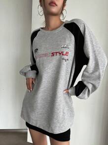 DAZY Letter Graphic Raglan Sleeve Sweatshirt,Fall Clothes