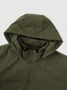Manfinity Homme Men Letter Graphic Zip Up Hooded Padded Coat Without Tee