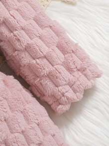 SHEIN 女嬰素色絨毛外套不附腰帶 - 淺粉色 - 查看 4
