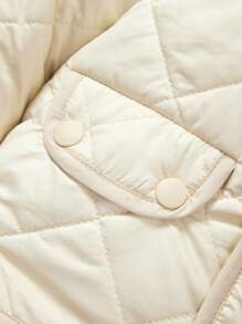 Baby Boy Borg Collar Flap Detail Quilted Coat Without Sweater - Apricot - View 5