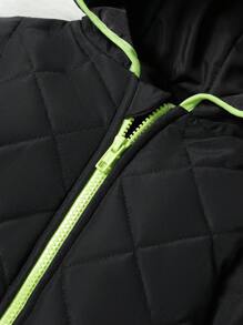 Baby Boy Contrast Binding Hooded Jacket & Pants - Black - View 5