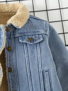 Young Boy Borg Collar Teddy Lined Denim Jacket - Light Wash - View 5