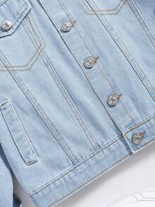 男大童翻蓋口袋牛仔夾克 - 淺色水洗藍 - 查看 4