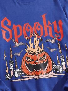 GOLDENLINE Guys Halloween Print Sweatshirt - Royal Blue - View 3