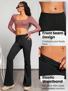 GLOWMODE French Terry Comfortable Flared Pants - Black - View 3