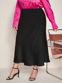 BizChic Váy Plus Size Dây kéo màu trơn Thanh lịch - màu đen - Xem 5