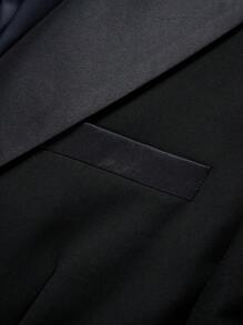 Manfinity Mode Men 1pc Lapel Neck Single Button Blazer & 1pc Suit Pants, Old Money Style - Black - View 3