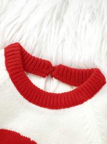 Baby Boy Striped & Christmas Santa Pattern Raglan Sleeve Sweater for Christmas - White - View 3