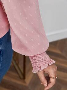 SHEIN Frenchy 大碼圓點前紐扣襯衫 - 粉色 - 查看 3