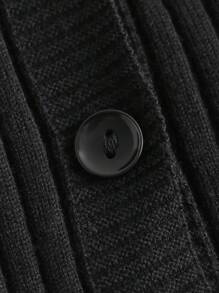 SHEIN ICON Borg Collar Fuzzy Cuff Tight Cut Black Long Sleeves Cardigan,Long Sleeve Tops In Fall/Winter - Black - View 4