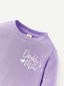 Cozy Pixies Đứa bé gái Đồ họa Chữ cái Lót nhiệt Áo nỉ - Màu Lilac Tím - Xem 3
