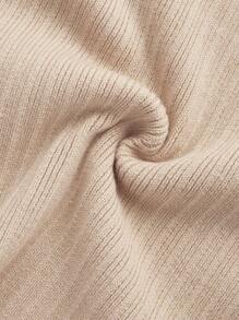 SHEIN Maternity V Neck Drop Shoulder Split Hem Sweater, For Winter - Khaki - View 9