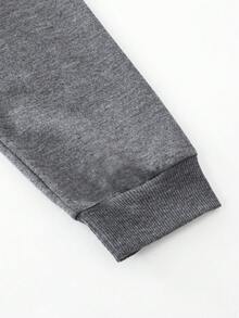 SHEIN Chàng trai trẻ Đồ họa Khẩu hiệu Áo len & Quần nỉ - Màu xám đen - Xem 6