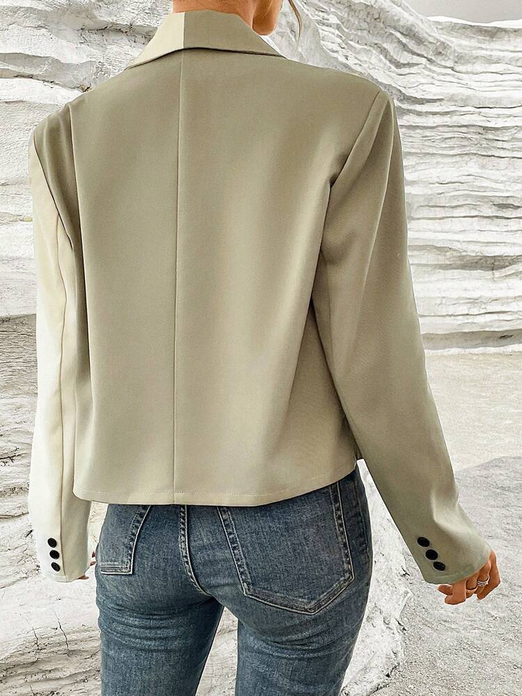 Two Tone Lapel Neck Single Button Blazer