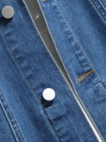 Manfinity Hypemode Men Plus 1pc Flap Pocket Denim Jacket - Blue - View 7