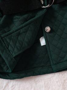 Baby Girl Solid Button Front Belted Coat - Army Green - View 6