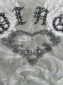 ROMWE Fairycore Heart Wings Print Tee