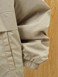 SHEIN Tween Boy Casual Emblems Hooded Thick Lining Woven Winter Parka Coat - Khaki - View 4