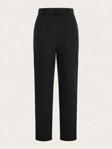 SHEINNeu Solid Split Hem Belted Pants - Black - View 2
