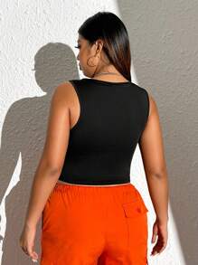 SHEIN EZwear Plus Strass Padrão De Esqueleto Top Tank - Preto - Ver 2