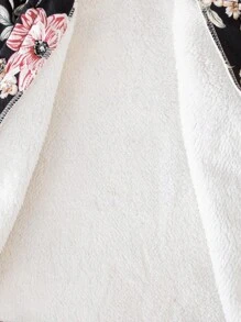 SHEIN 女小童印花毛絨內襯連帽外套