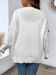 SHEIN Unity Hơn Đèn treo tường Thả vai Xoắn Dan Áo len Mở - Màu be - Xem 2