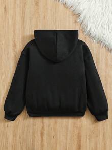 SHEIN 少女蜘蛛网水钻拉链卫衣 - 黑色 - 查看 2