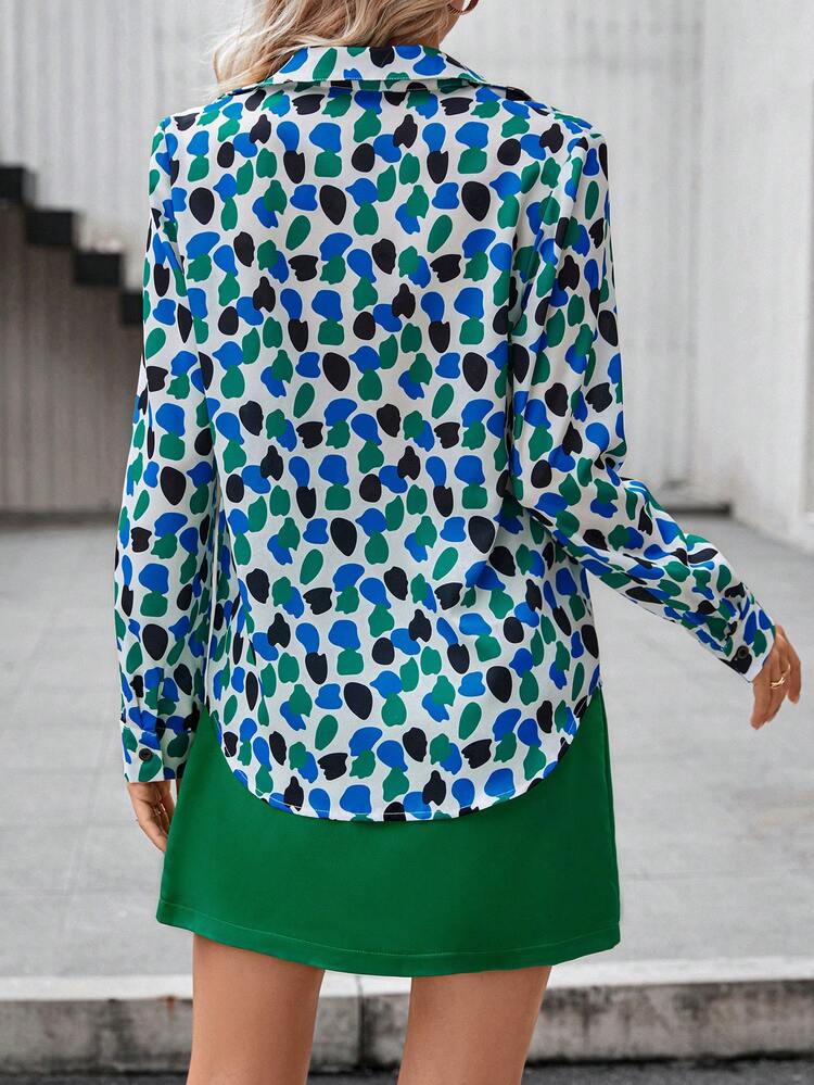 Allover Print Shirt & Wrap Skirt