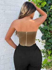 SHEIN SXY Solid Curved Hem Tube Top