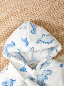 男嬰恐龍圖案連帽衫附包和運動褲 - 藍白色 - 查看 3