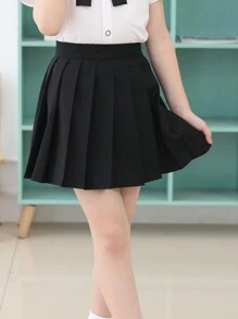 Tween Girl Solid Pleated Skirt