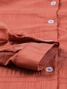 Astylish Solid Button Front Shirt - Redwood - View 8