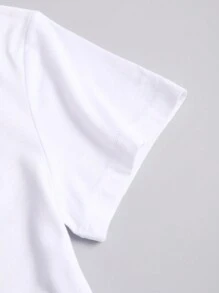 INAWLY Heart Print Tee Graphic Tees Women Tops - White - View 3