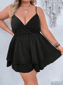 Celure Talla grande Mono de tirantes pecho con fruncido - Negro - Ver 1