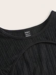 SHEIN ICON Chất rắn Siêu Crop Top Không có áo ngực - màu đen - Xem 8